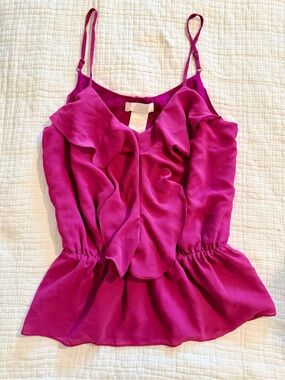 Miss Me Ruffle Cami Top Size M Fuchsia Pink Adjustable Straps NWT Romantic